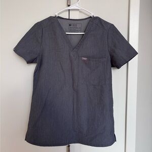 Figs Women's Gray V-Neck Top and Jogger Bottom Scrub Set